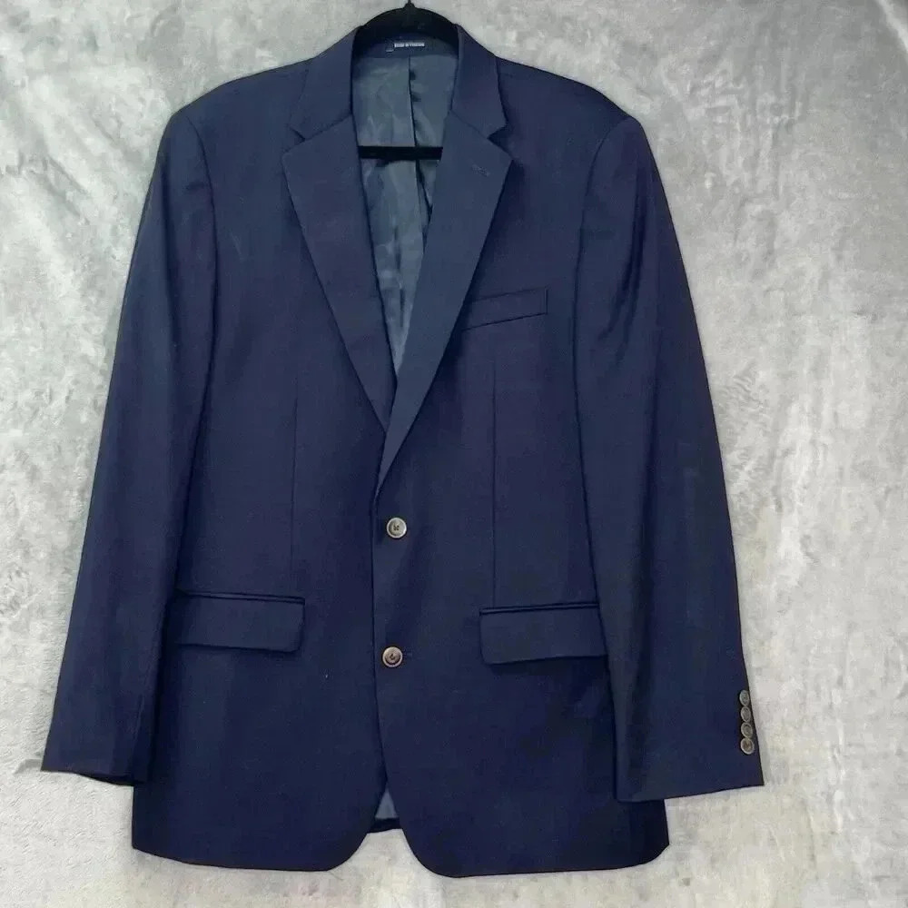 Joseph & Feiss‎ Gold Blazer Jacket Mens 42 Long Wool Blue Classic Fit Sport Coat